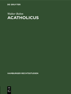 cover image of Acatholicus